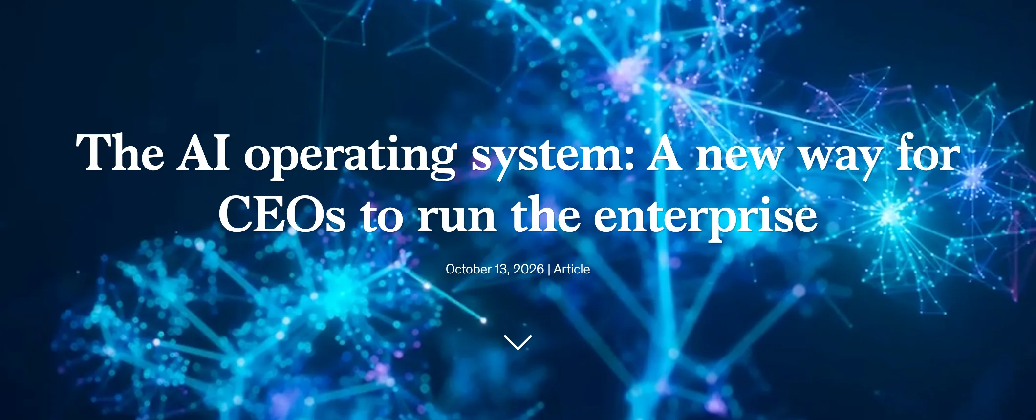 L'articolo di McKinsey «The AI operating system: A new way for CEOs to run the enterprise», 13 ottobre 2026