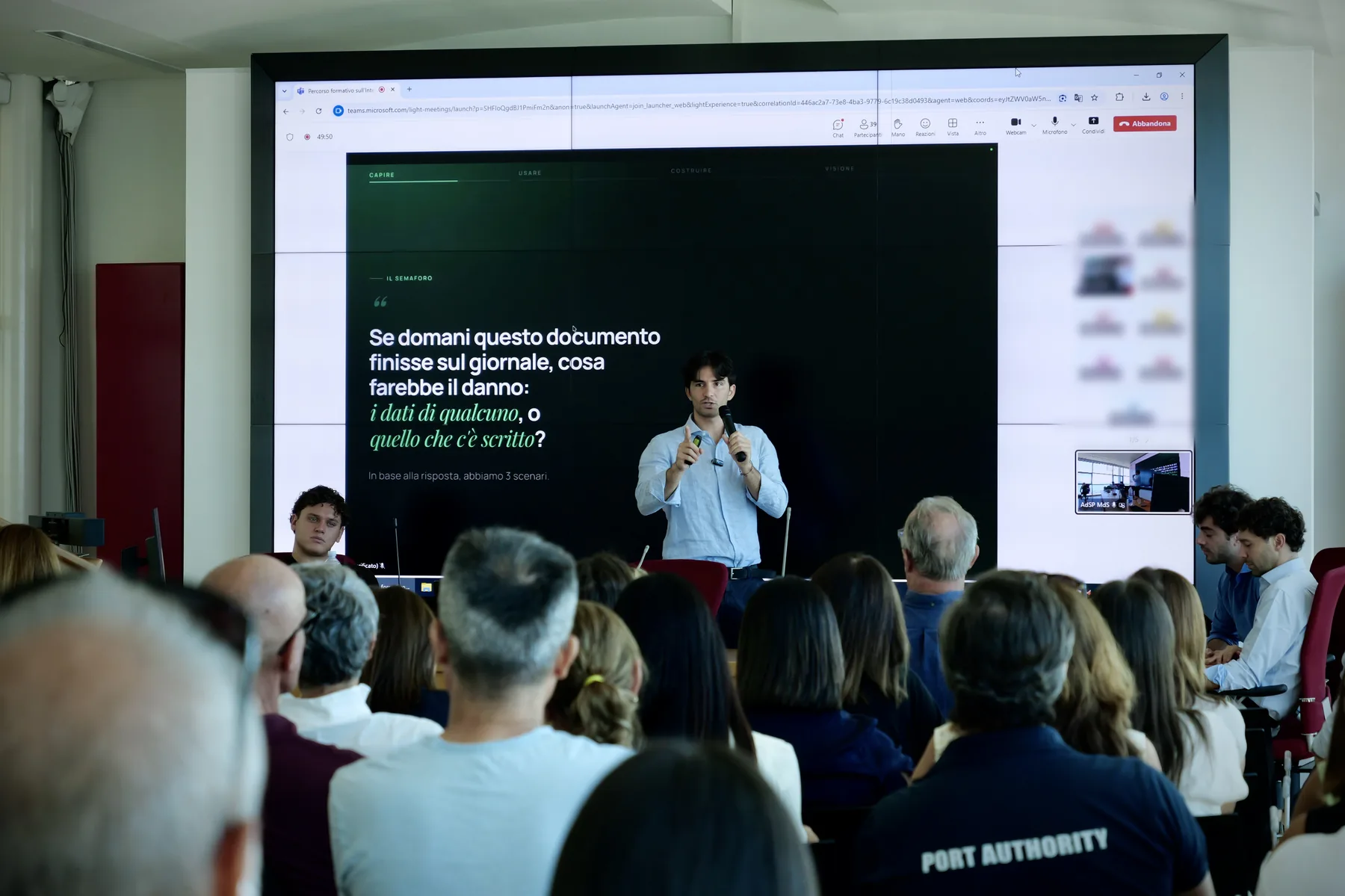 La slide del semaforo dei documenti davanti alla plenaria